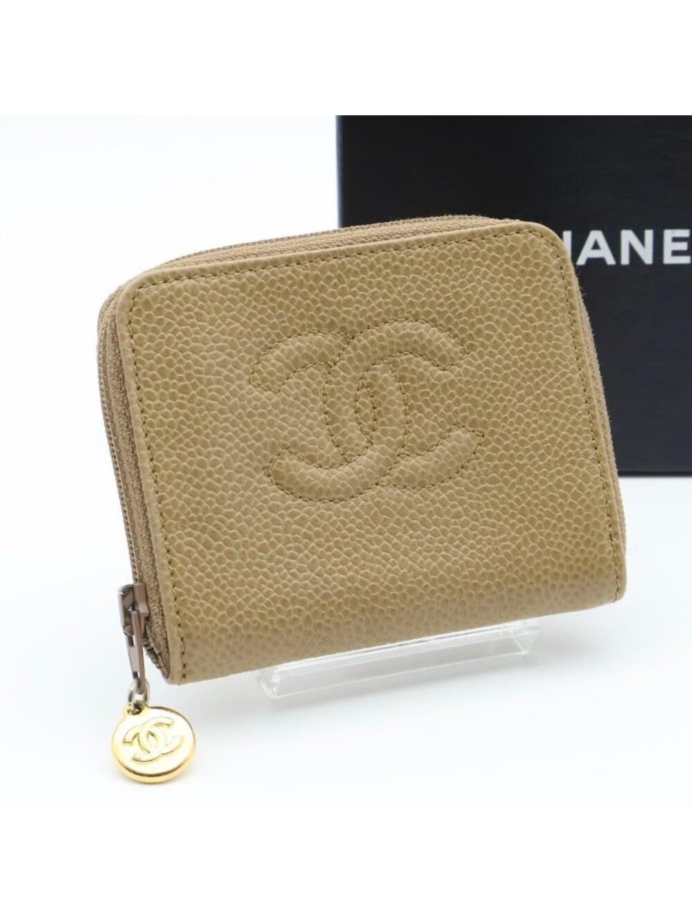 Chanel CC Logo Coin Case Beige Purse
